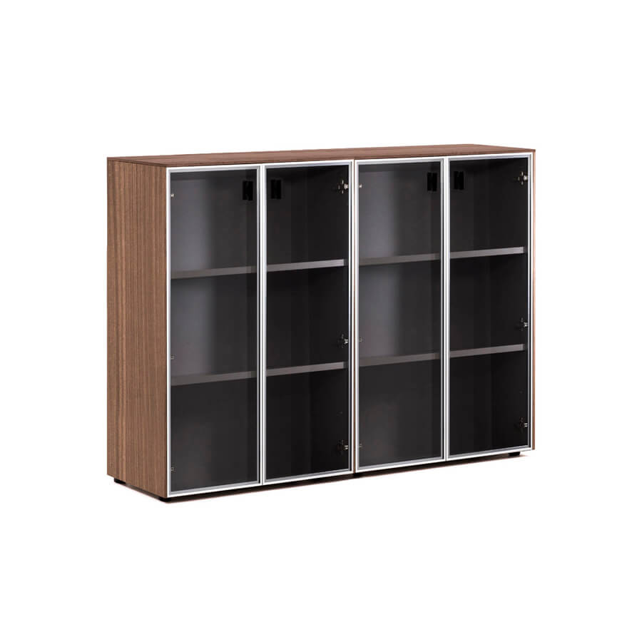 101 723 Шкаф-витрина H.120, 4 дв Profoffice Exe (Орех мароне/Чёрный)