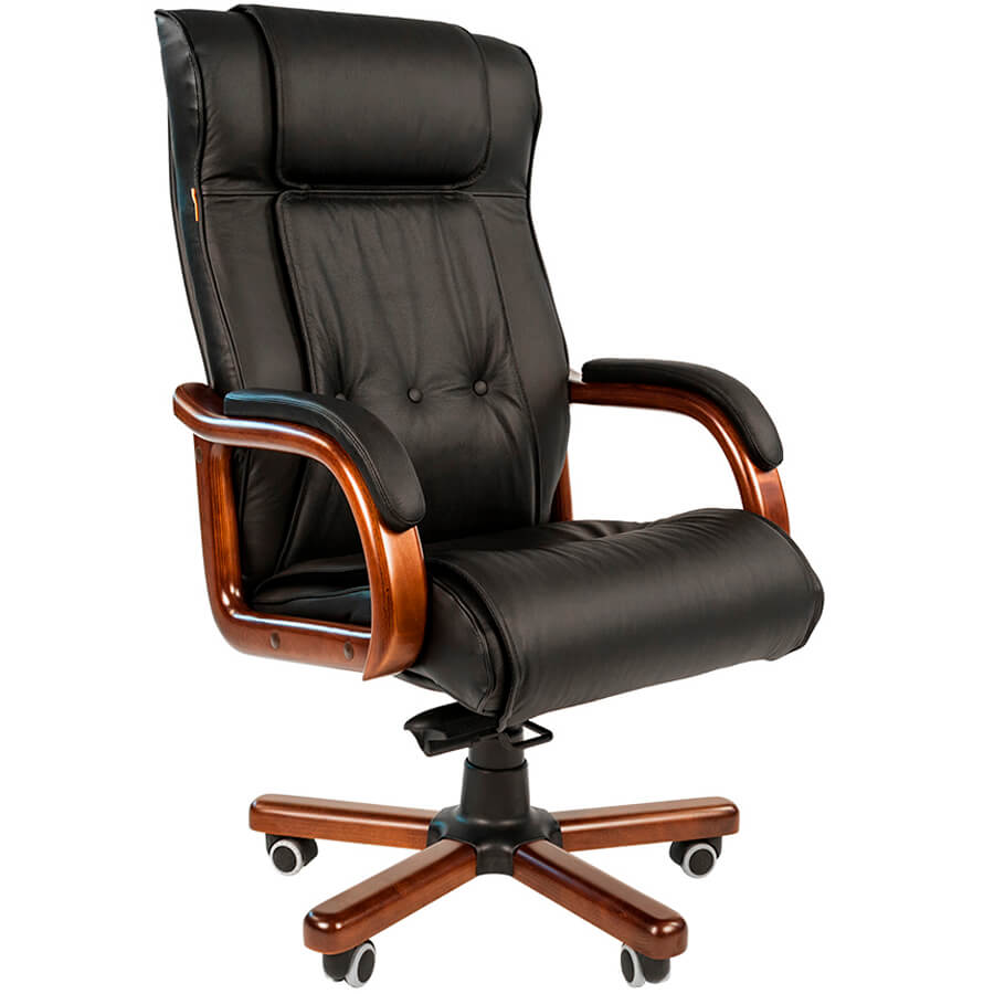 653 УЦ Кресло для руководителя  Chairman, обивка кожа (Чёрный)