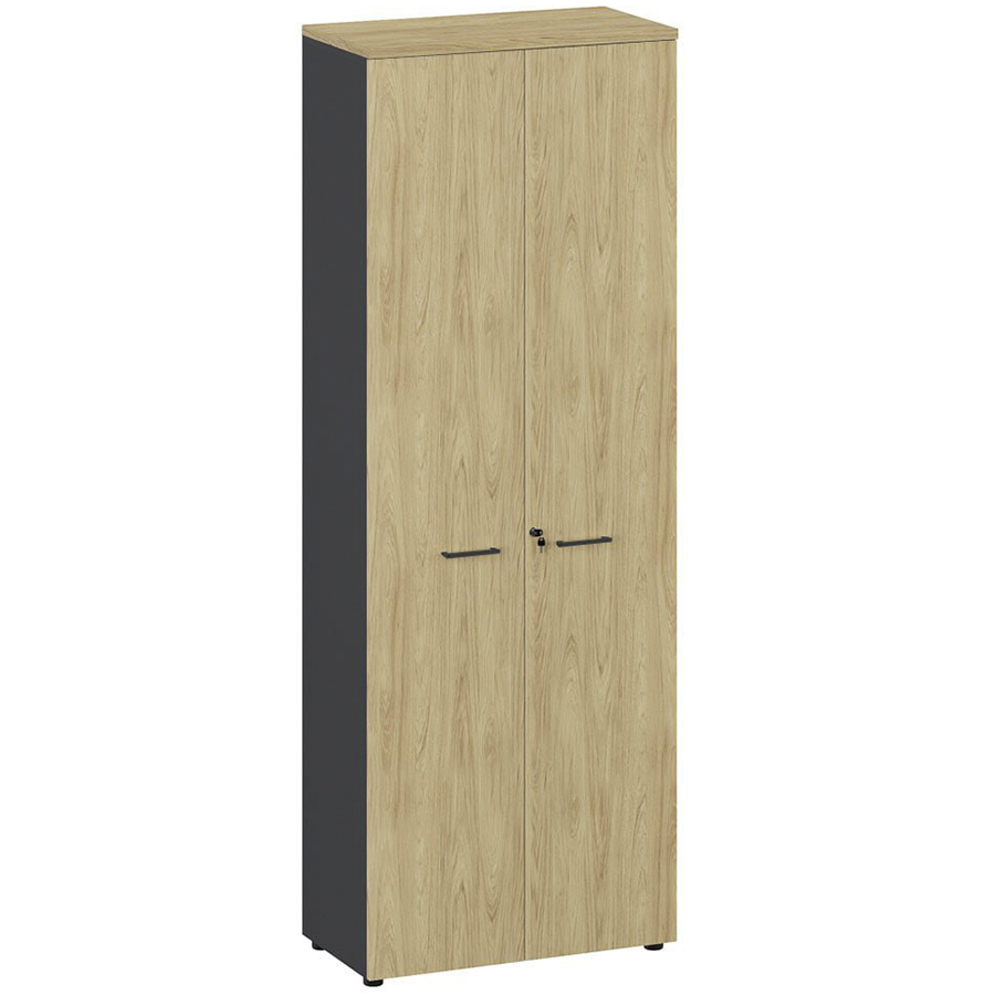 FLEX 221 Black cabinet shelves Шкаф высокий с полками Profoffice FLEX (Гикори, графит)