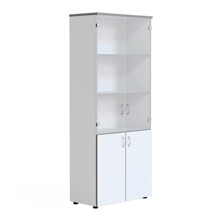 А-23.0 + А-01.2 Шкаф комбинированный Мебель Стиль Агат (Светло-серый (кромка: тёмно-серый))