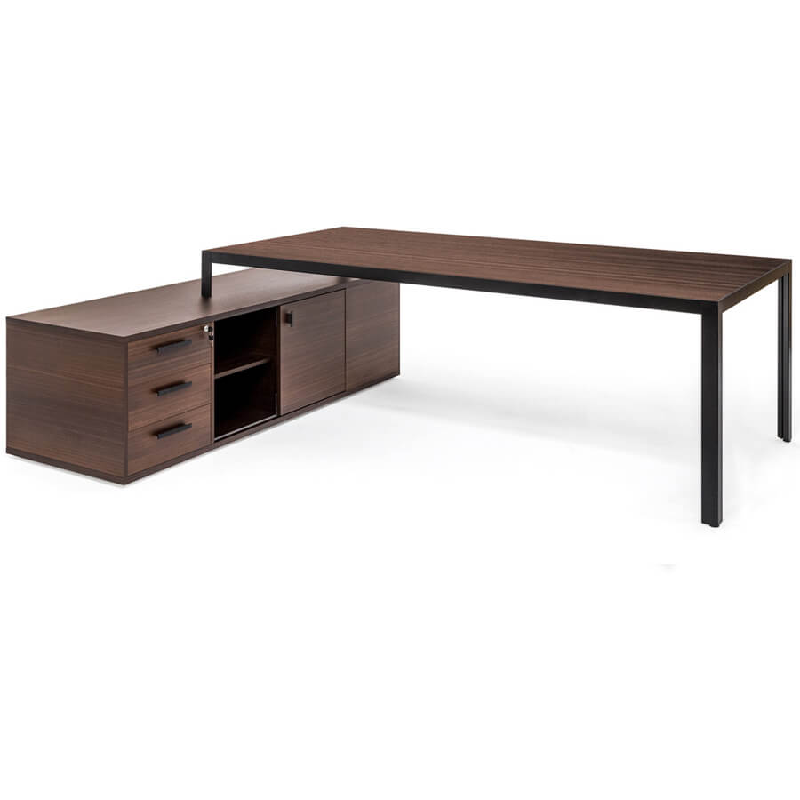 109 102 Стол на опорной тумбе Profoffice Enzo (Эвкалипт / черный)