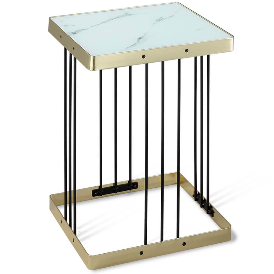 SHT-CT16 Журнальный стол Sheffilton (Светлый мрамор / латунь / черный)