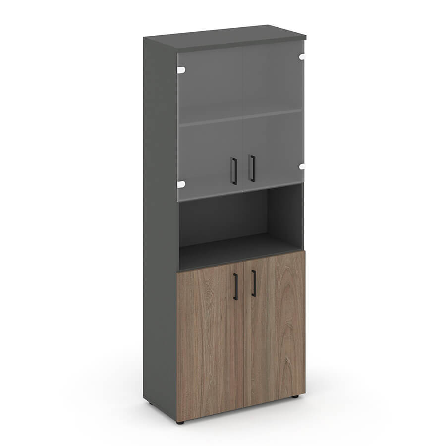 SN.STS.E-105 Шкаф высокий широкий RIVA Style Project (Вяз Благородный/Антрацит)