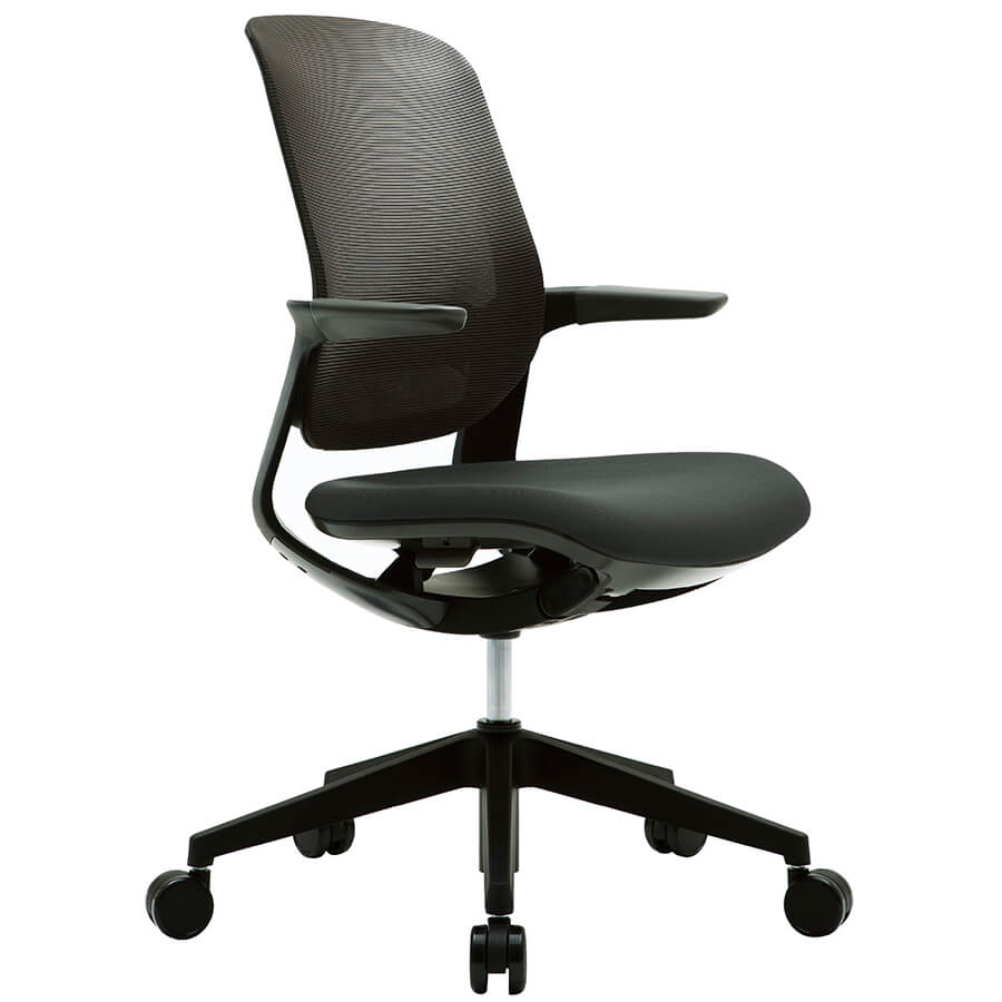 CH4800Z Кресло для персонала FLIGHT Fursys, обивка сетка / ткань (Тёмно-серое (376), спинка сетка серая (751А))