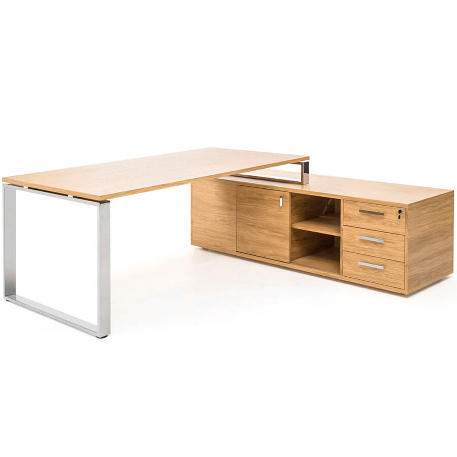 101 105 07 Стол письменный с приставкой Profoffice Exe (Дуб флоре/Хром)