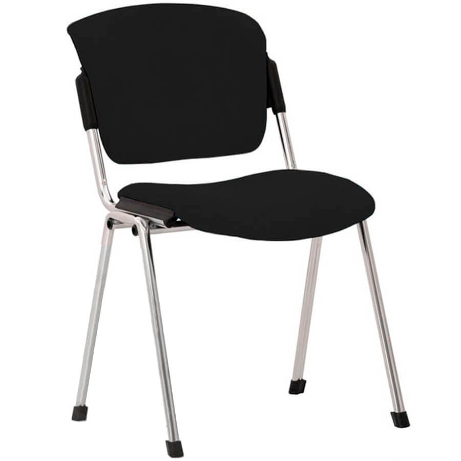 Эра Хром Стул для посетителя  Евро Офис, обивка экокожа (Чёрный)