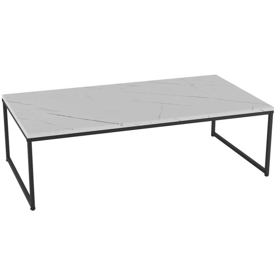 Инсайд Журнальный стол Мебелик (Белый мрамор / Черный)