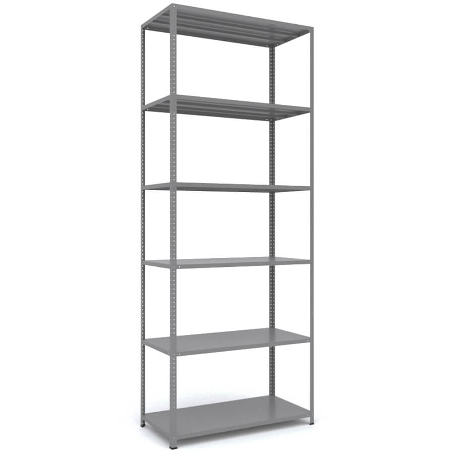 MS_255x100x50 Металлический стеллаж ПРОМЕТ, 6 (Cерый полуматовый (RAL 7038))