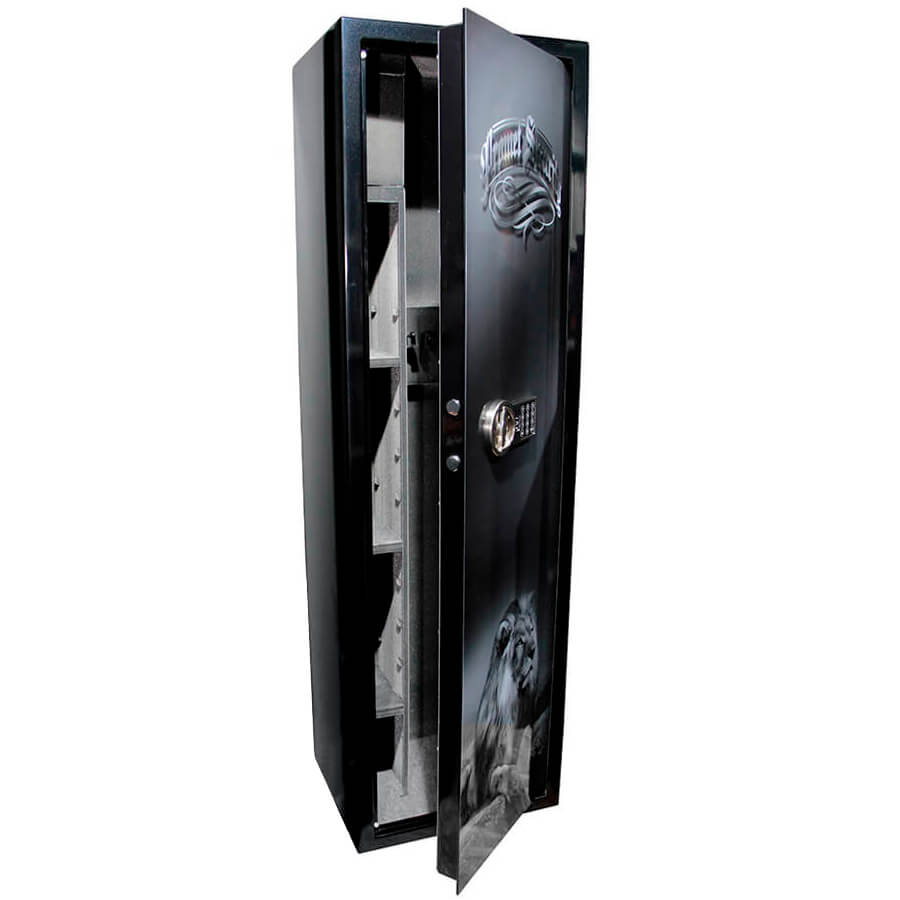 САФАРИ EL (лак со львом) Оружейный сейф VALBERG, электронный кодовый (Темно-серый лак)