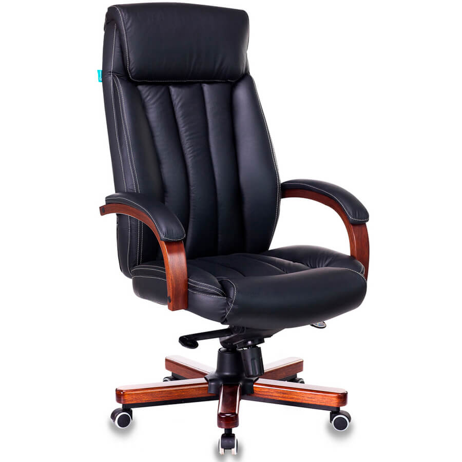 T-9922WALNUT УЦ Кресло для руководителя  Бюрократ, обивка кожа (Чёрный)