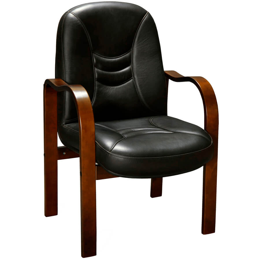 DAHAB Кресло для посетителя  Мирэй Групп, обивка кожа (Чёрный)