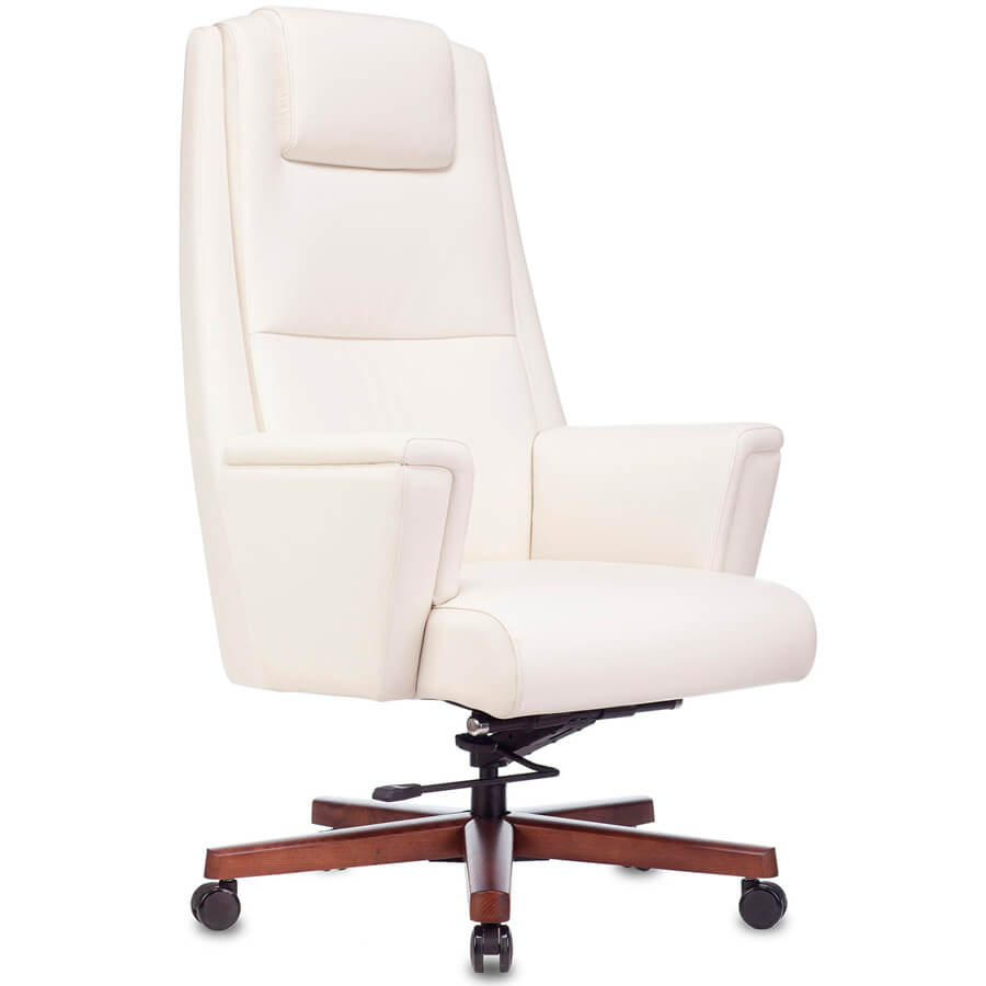 _DUKE Кресло для руководителя  Бюрократ, обивка кожа (Белый)