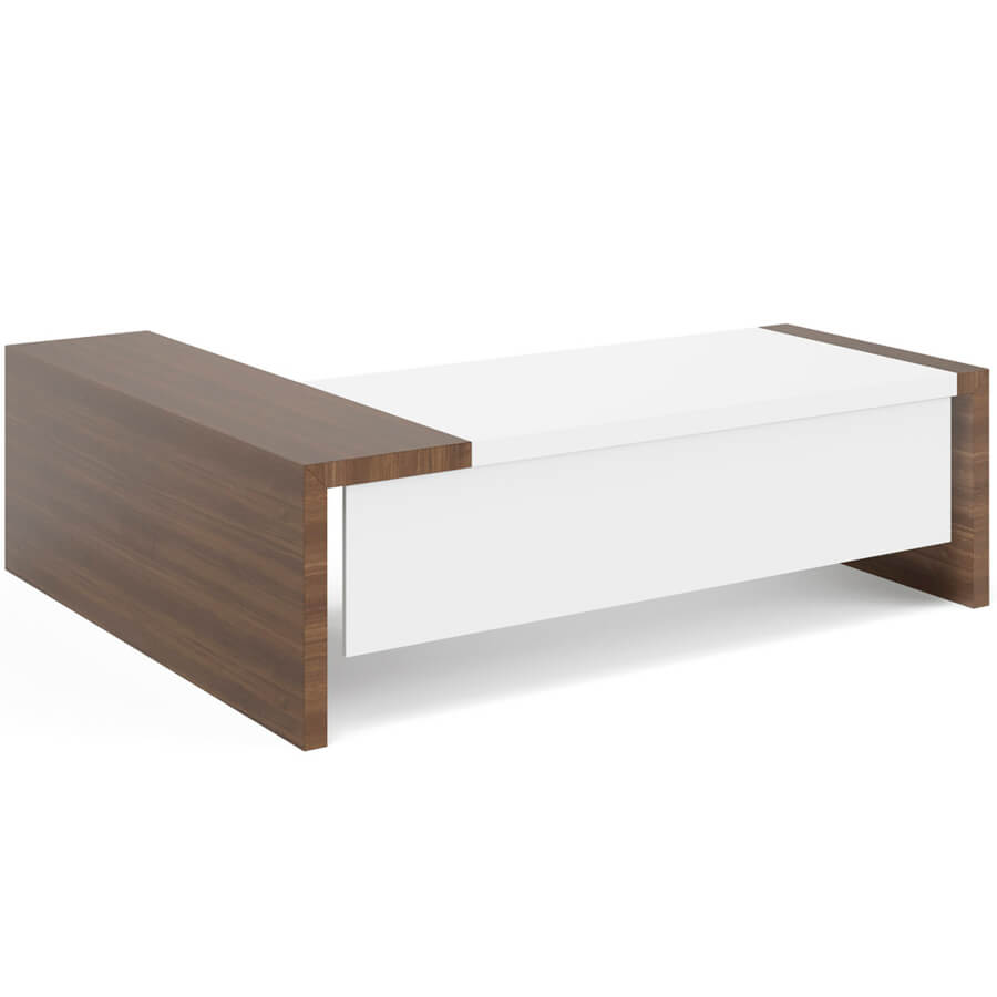 KYO Desk RH L 246+ KYO Front panel Стол письменный Profoffice KYO (Орех/Белый)