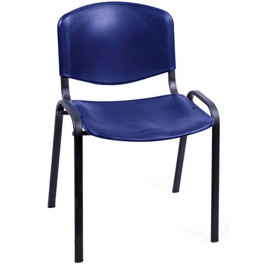 ИЗО чёрный металл Стул для посетителя  Евро Офис, обивка пластик (Синий)