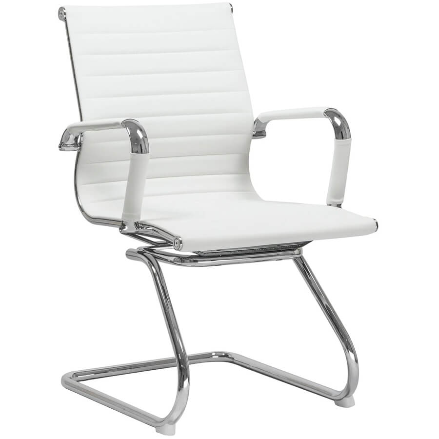 B110 (LEO CF) Кресло для посетителя  Евро Офис, обивка экокожа (Белый)