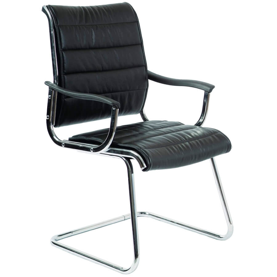 CH-994AV Кресло для посетителя  Бюрократ, обивка экокожа (Чёрный)