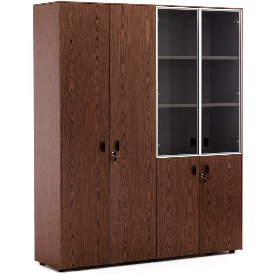 101 725 09 Шкаф комбинированный + гардероб Profoffice Exe (Орех мароне/Чёрный)