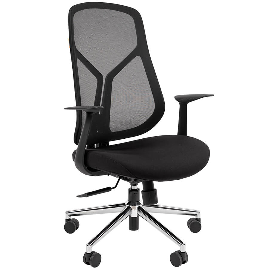 CH588 БП Кресло для персонала  Chairman, обивка комбинированный (Сетка черная - ткань чёрная)