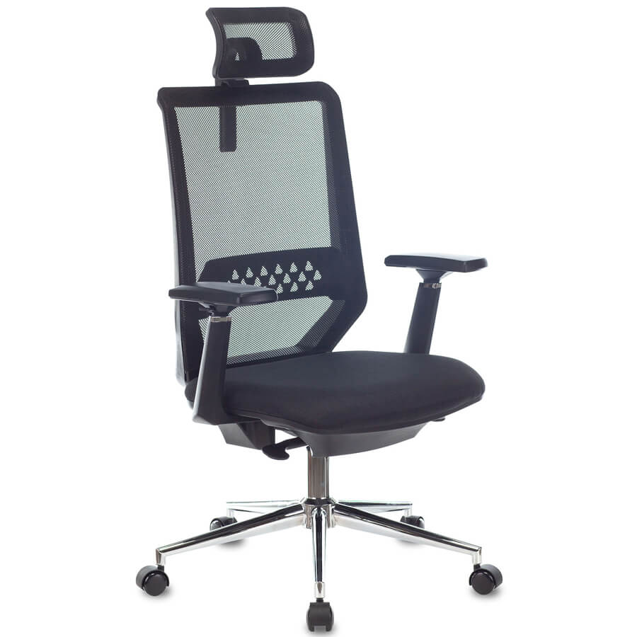 MC-612N-H Кресло для руководителя  Бюрократ, обивка комбинированный (Черный (TW-01 38-418))