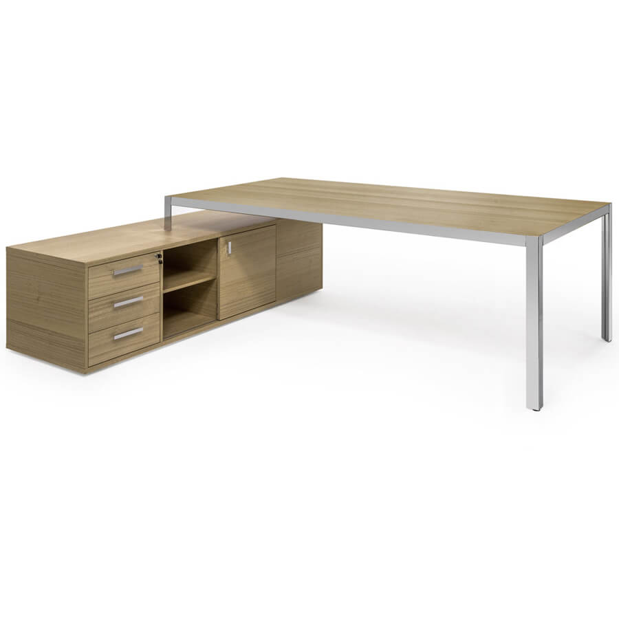 109 102 Стол на опорной тумбе Profoffice Enzo (Светлый эвкалипт / хром)