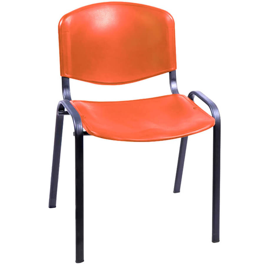 ИЗО чёрный металл Стул для посетителя  Евро Офис, обивка пластик (Оранжевый)