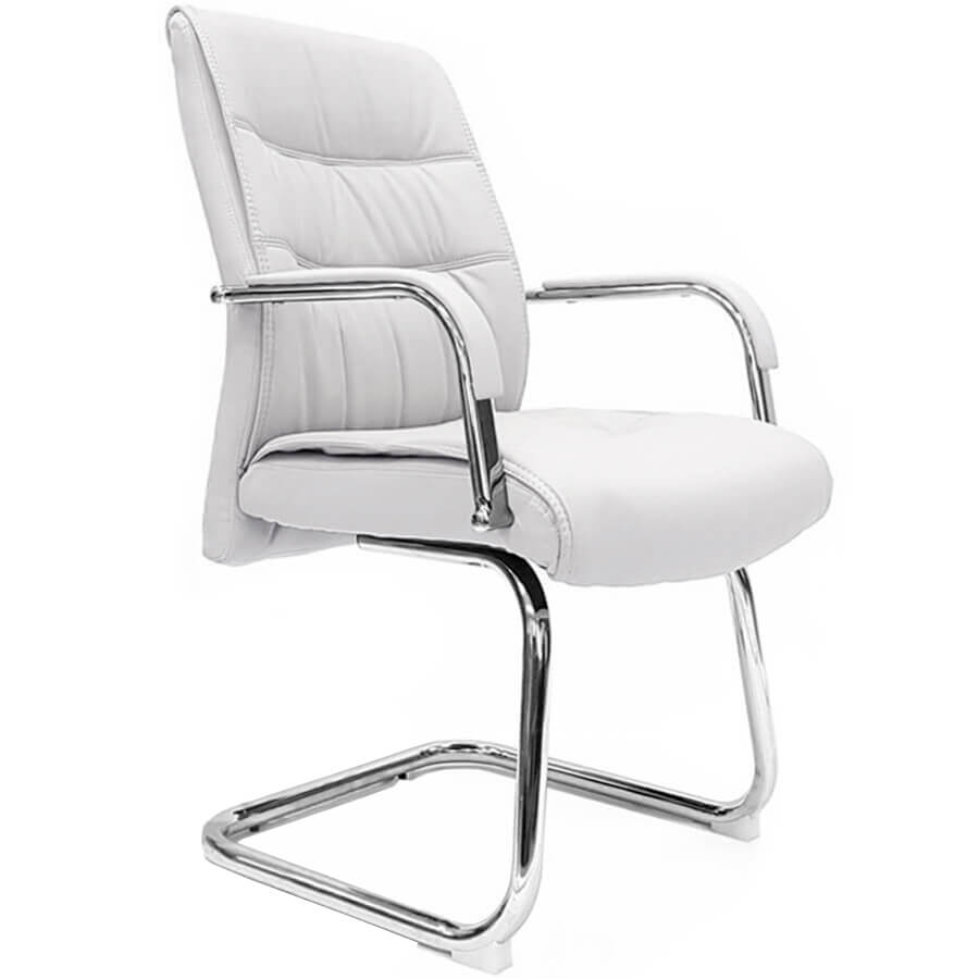 RT-333ВS Кресло для посетителя  Евро Офис, обивка экокожа (Белый)