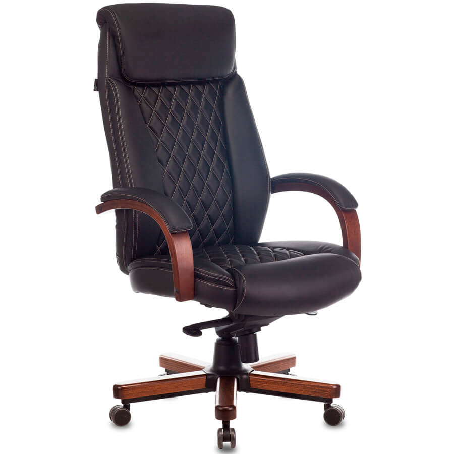 T-9924WALNUT Кресло для руководителя  Бюрократ, обивка кожа (Чёрный) T-9924WALNUT Кресло для руководителя  Бюрократ, обивка кожа (Чёрный)