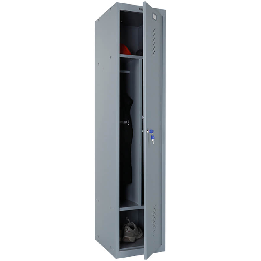 ML/LS-11-40D Шкаф для раздевалок усиленный ПРОМЕТ, ключевой (Серый полуматовый (RAL 7038))