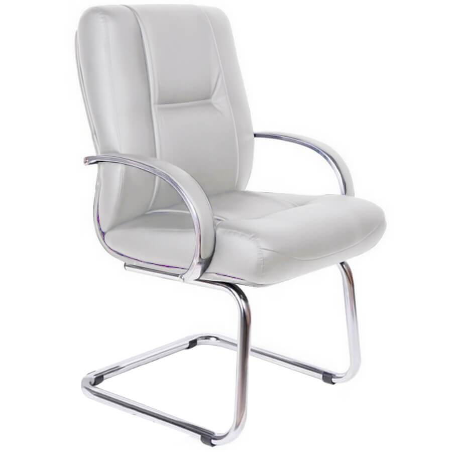 BONN хром Кресло для посетителя  Мирэй Групп, обивка иск. кожа (Белый)