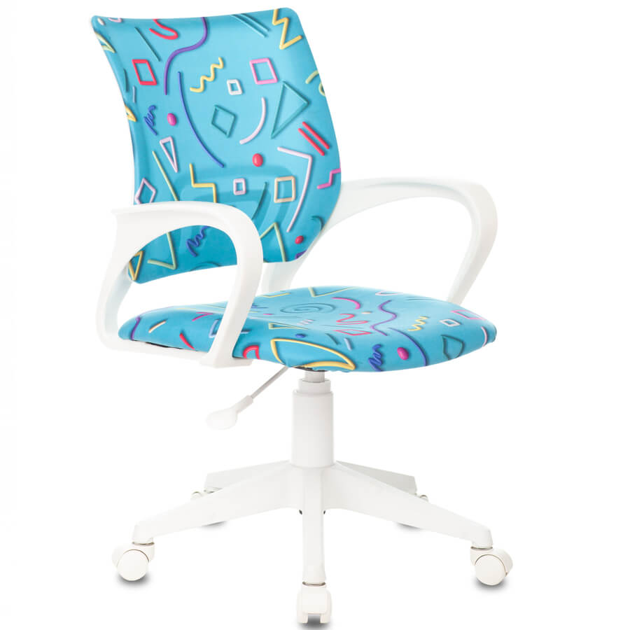 KD-W4 Кресло детское  Бюрократ, обивка ткань (Голубой Sticks 06)