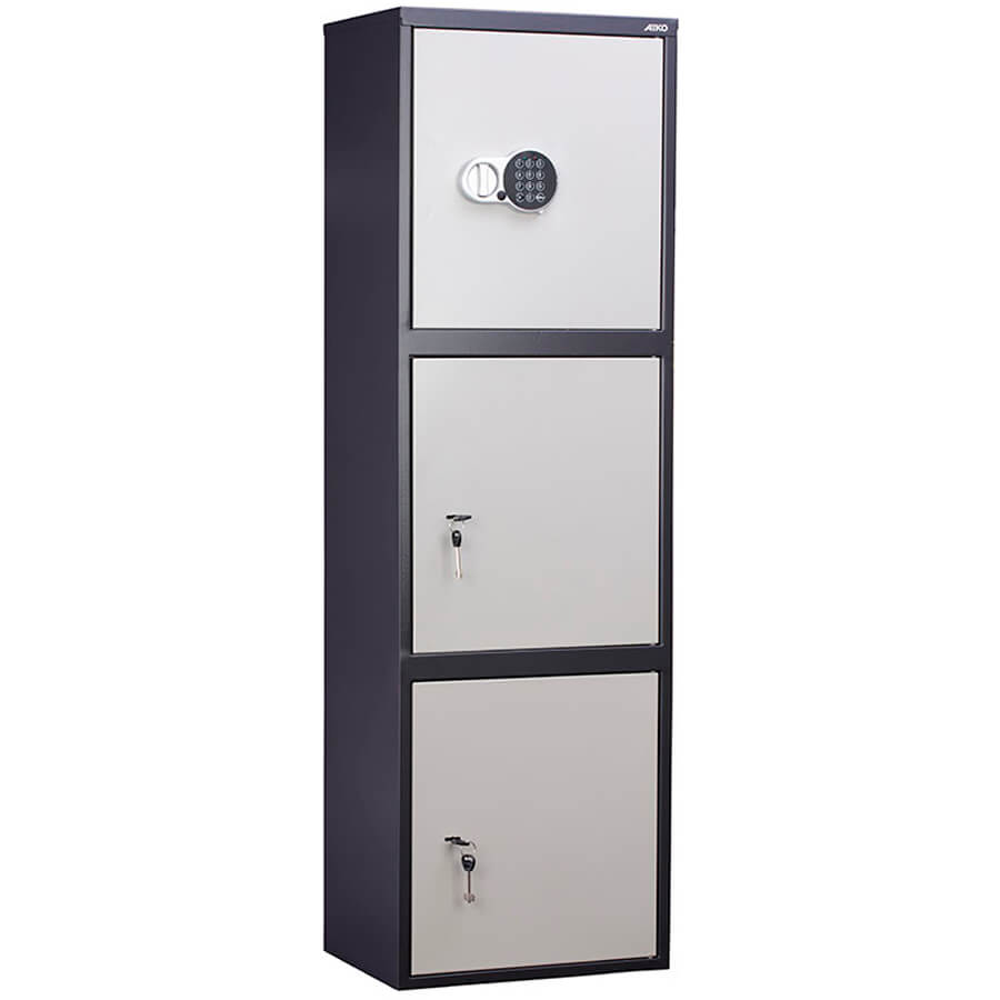 AIKO SL-150/3Т EL Бухгалтерский шкаф ПРОМЕТ, электронный кодовый + ключевой (Корпус – графит (RAL 7024), дверь – светло-серая (RAL 7038)) AIKO SL-150/3Т EL Бухгалтерский шкаф ПРОМЕТ, электронный кодовый + ключевой (Корпус – графит (RAL 7024), дверь – светло-серая (RAL 7038))