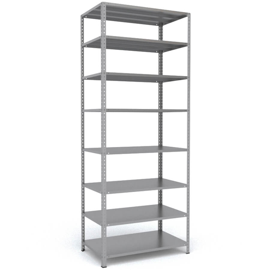 MS-255x100x60 Металлический стеллаж ПРОМЕТ, 8 (Серый полуматовый (RAL 7038))