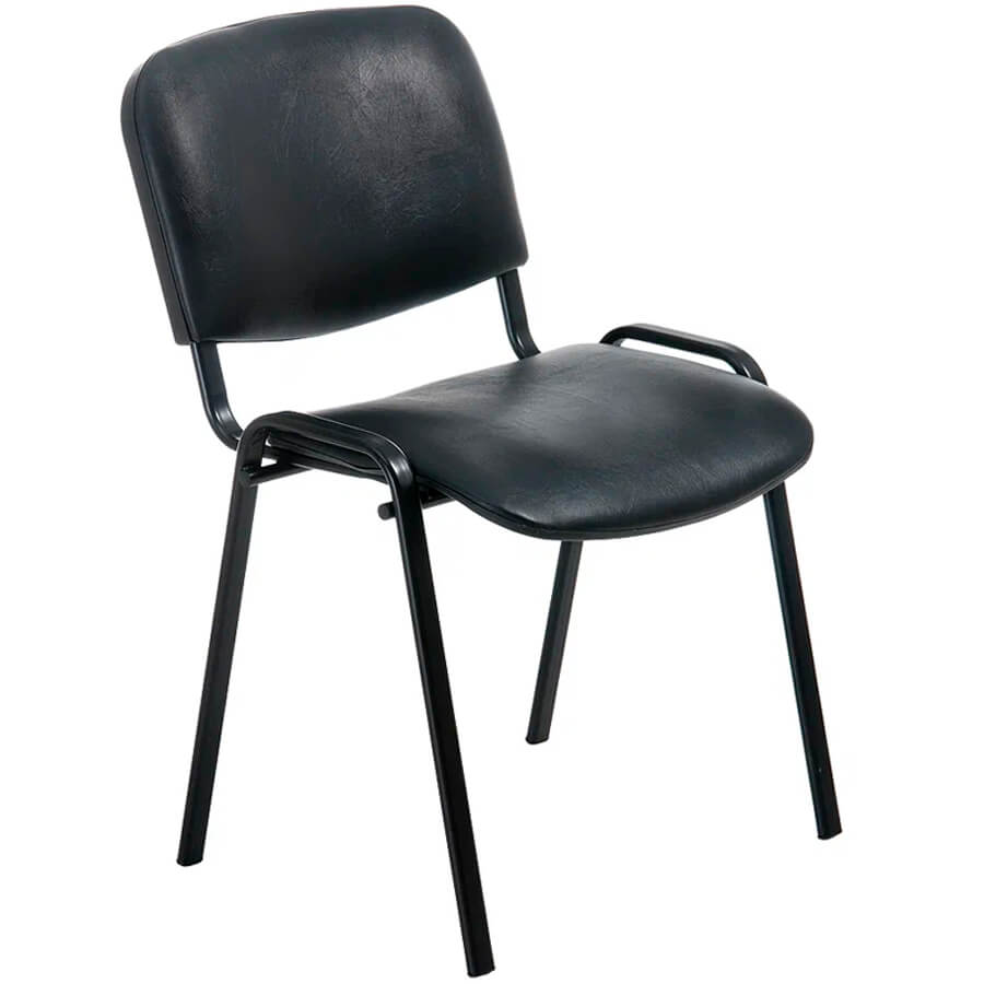ИЗО чёрный металл Стул для посетителя  Евро Офис, обивка экокожа (Чёрный)