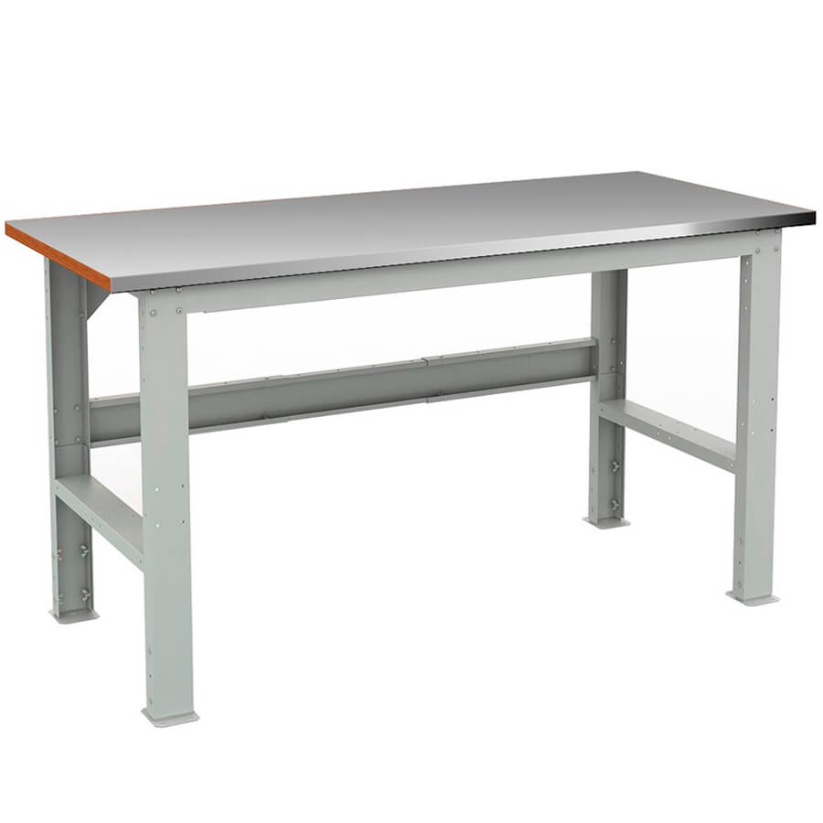 EXPERT (№606) WTH160.F2/F2.000 Верстак ПРОМЕТ (Корпус серый полуматовый (RAL 7038), лицевая панель ящиков и дверцы тумбы — синий (RAL 5002))