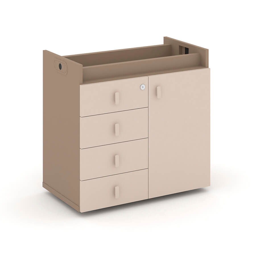 ES.TON-2 Тумба опорная - Фасад + ящики RIVA Estetica (Латте/Капучино/Металл Латте)