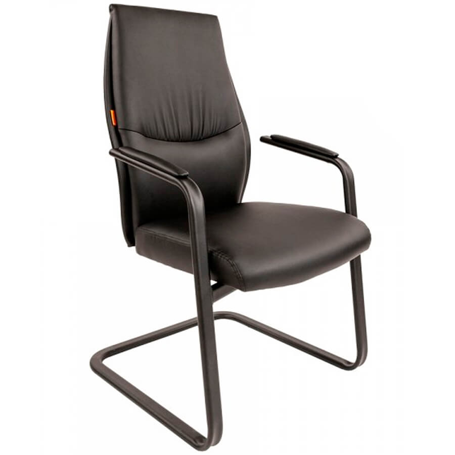 Vista V BLACK Кресло для посетителя  Chairman, обивка экокожа (Черный)