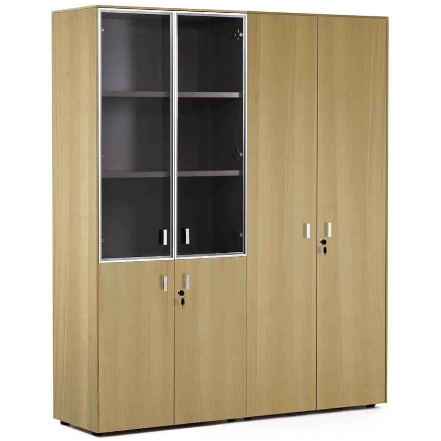 109 726 Шкаф комбинированный + шкаф для бумаг Profoffice Enzo (Светлый эвкалипт / хром)