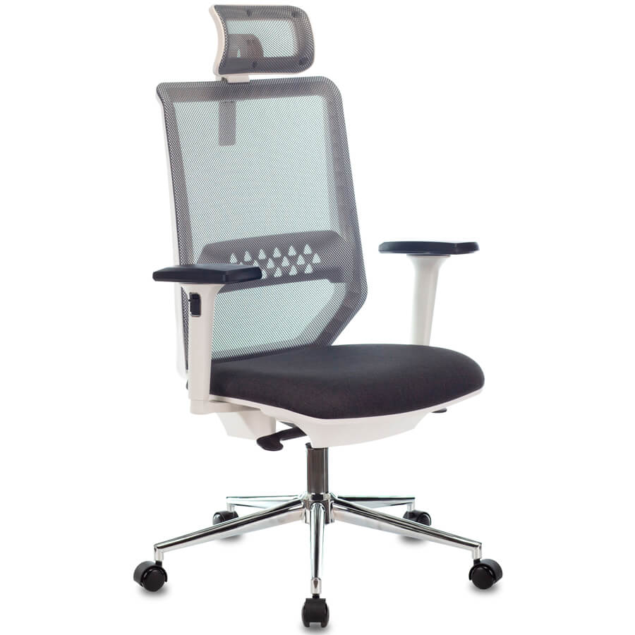 MC-W612N-H Кресло для руководителя  Бюрократ, обивка комбинированный (Серый 38-417)