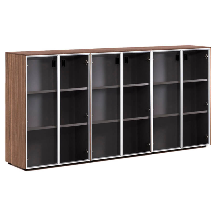 101 734 Шкаф-витрина H.120, 6 дв Profoffice Exe (Орех мароне/Чёрный)