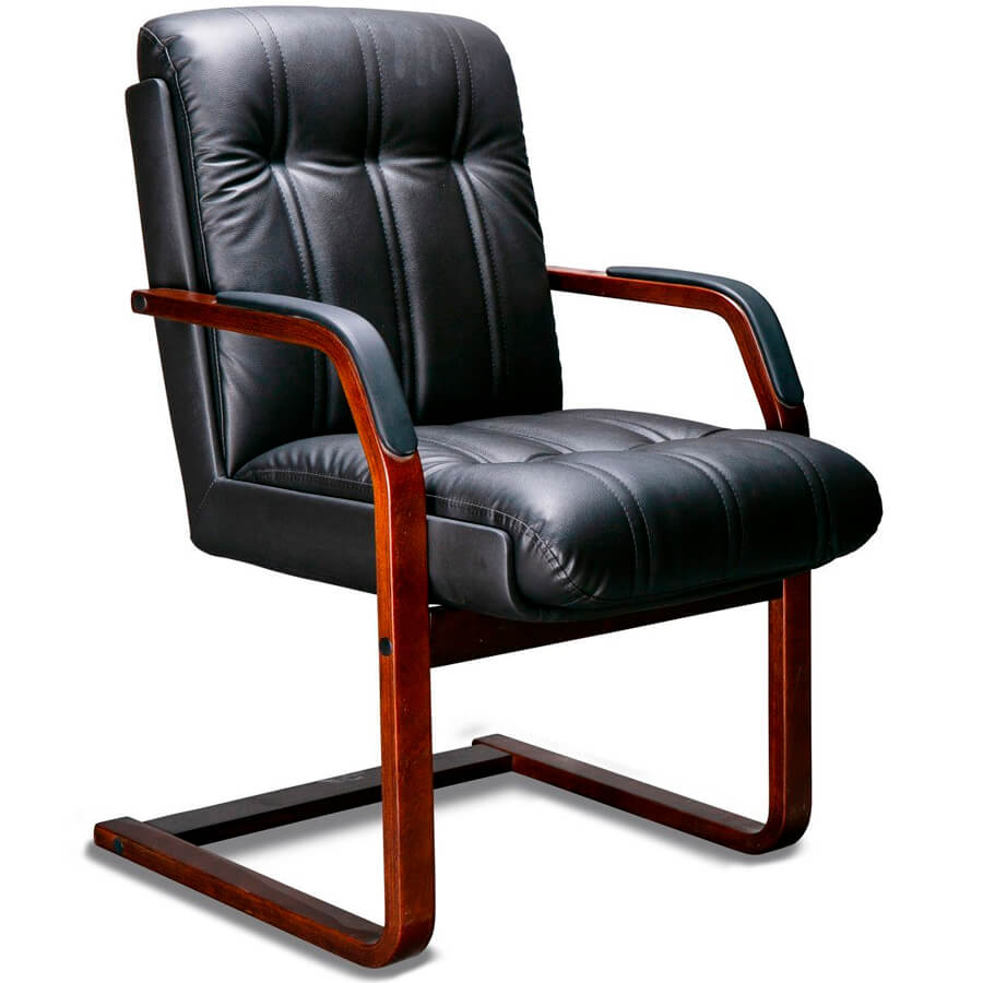 CANNES C LX Кресло для посетителя  Мирэй Групп, обивка кожа (Черный (орех тай))