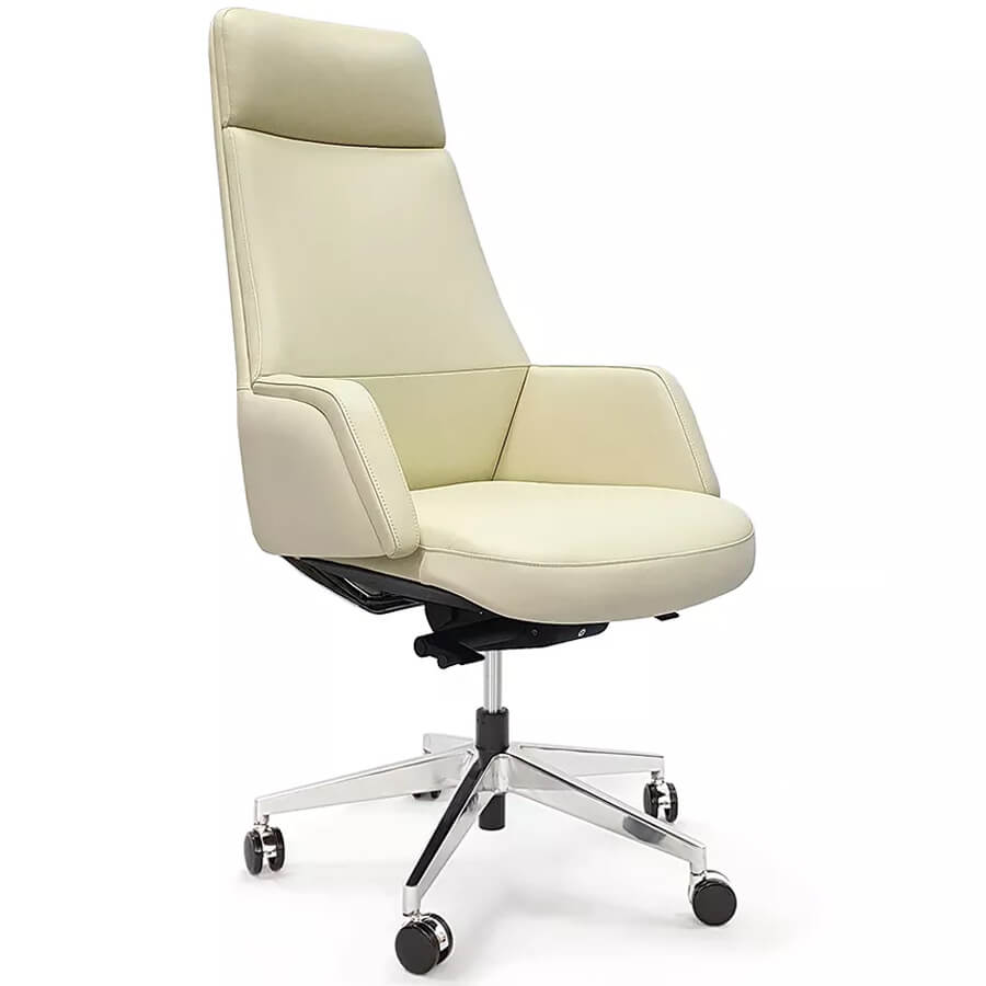 AR-C107-H Кресло для руководителя  Евро Офис, обивка кожа (Натуральная кожа бежевая)