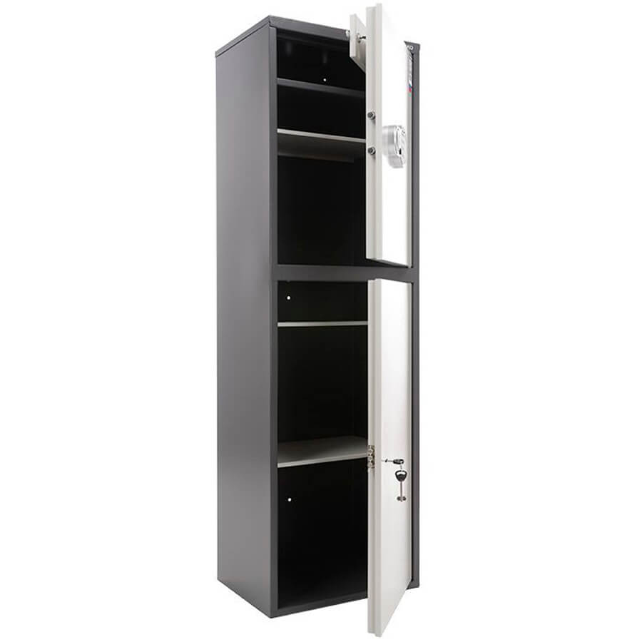 AIKO SL-150/2Т EL Бухгалтерский шкаф ПРОМЕТ, электронный кодовый + ключевой (Корпус – графит (RAL 7024), дверь – светло-серая (RAL 7038)) AIKO SL-150/2Т EL Бухгалтерский шкаф ПРОМЕТ, электронный кодовый + ключевой (Корпус – графит (RAL 7024), дверь – светло-серая (RAL 7038))