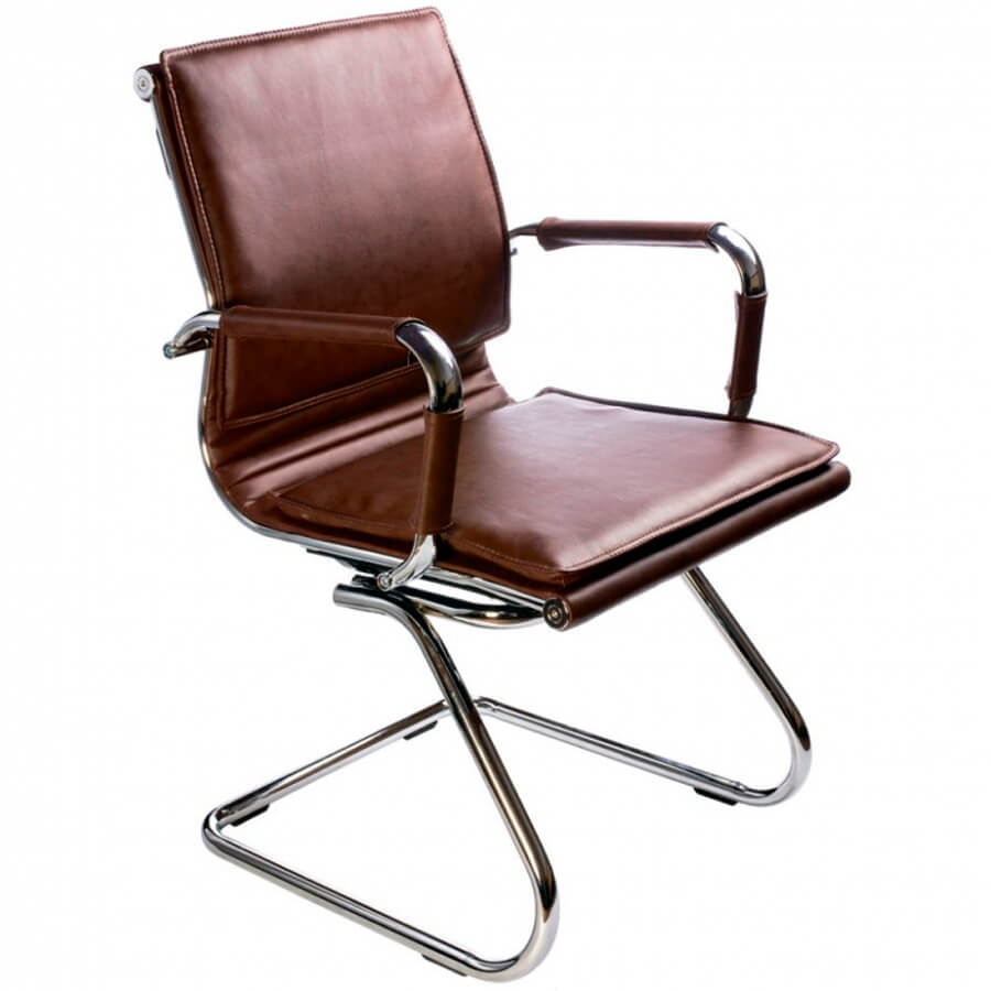 CH-993-LOW-V Кресло для посетителя  Бюрократ, обивка экокожа (Коричневый)