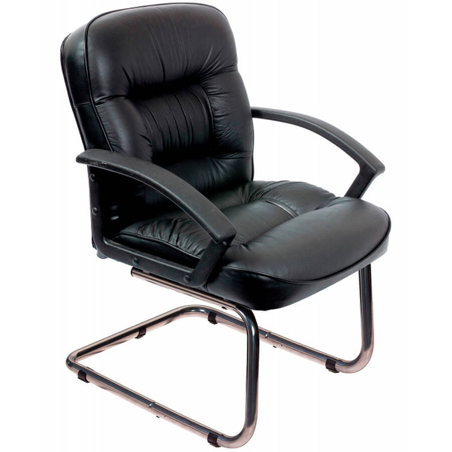 T-9908AXSN-LOW-V Кресло для посетителя  Бюрократ, обивка кожа (Чёрный)