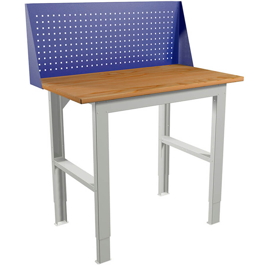 EXPERT (№204) W120.F2/F2.010 Верстак ПРОМЕТ (Корпус серый полуматовый (RAL 7038), лицевая панель ящиков и дверцы тумбы — синий (RAL 5002))