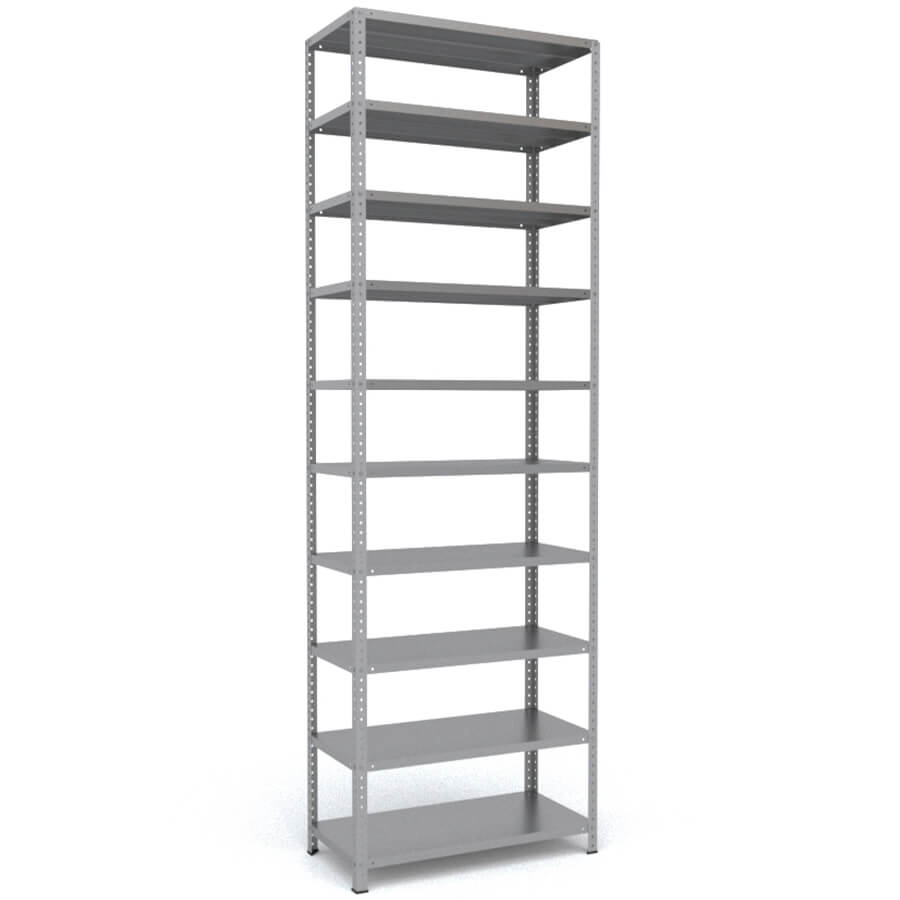 300x100x50 Металлический стеллаж MS HARD, 10 (Cерый полуматовый (RAL 7038))