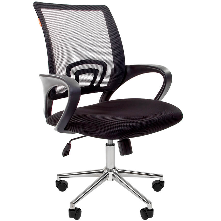 696 Кресло для персонала  Chairman, обивка сетка / ткань (Чёрная сетка, чёрная ткань (TW-11+TW-01))