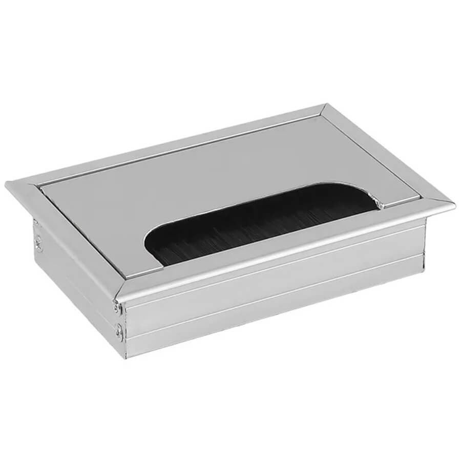 Luke 80х160 (пластик) Люк для кабелей Евро Офис  (Серебристый)