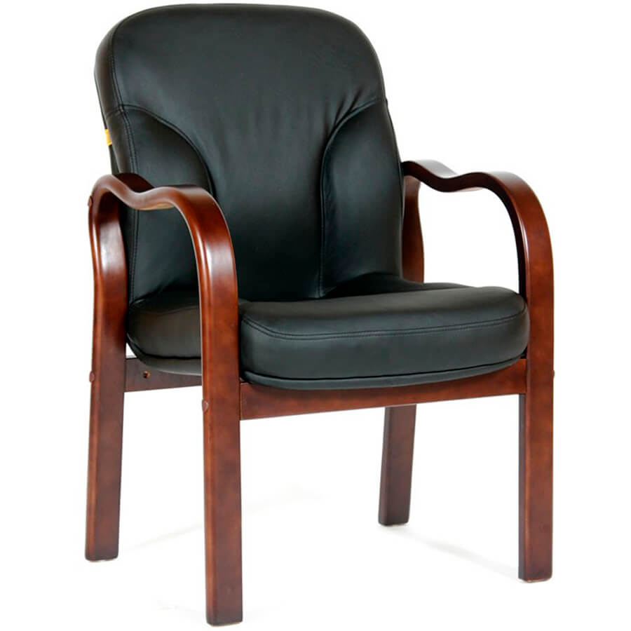 658 Кресло для посетителя  Chairman, обивка кожа (Чёрный)