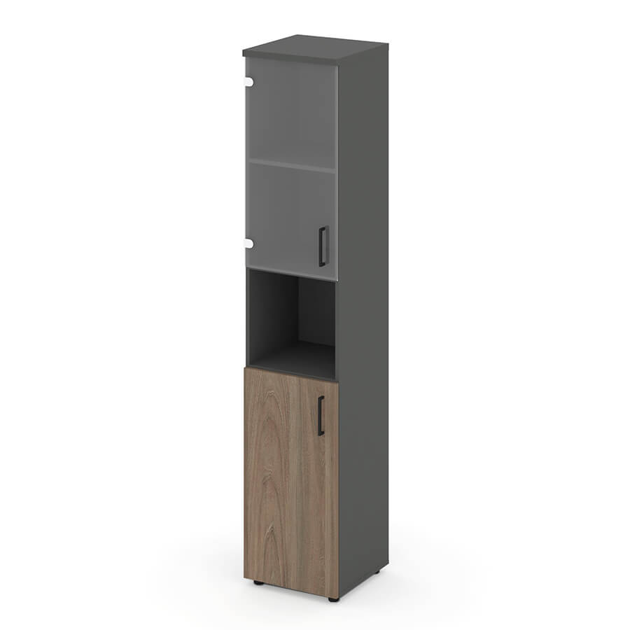 SN.STU.E-105(L) Шкаф высокий узкий левый RIVA Style Project (Вяз Благородный/Металл Антрацит)